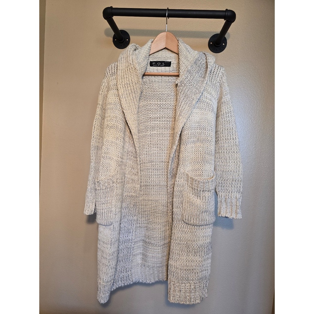 POL long neutral chunky knit Cardigan with pockets women's size medium
